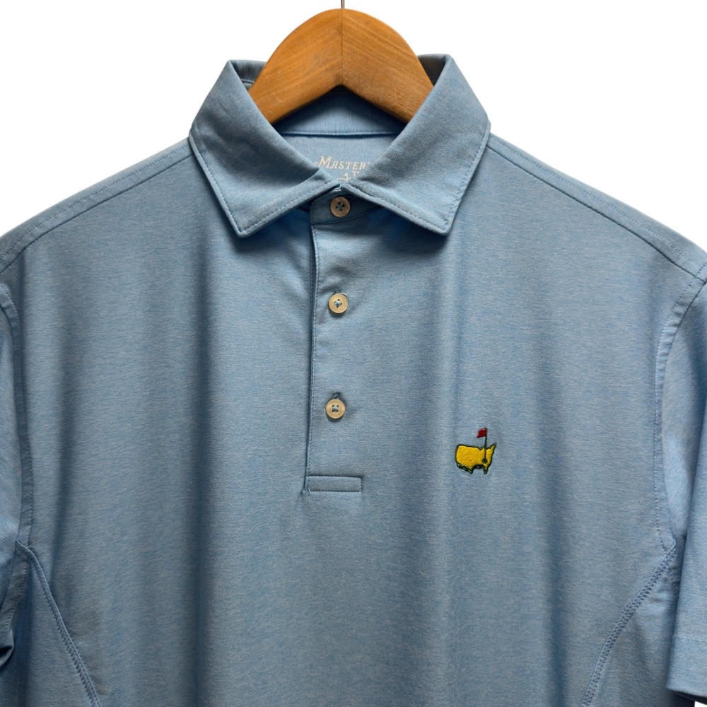 Masters Tech Men's Small Blue Heathered Performance Stretch Golf Polo Shirt euc